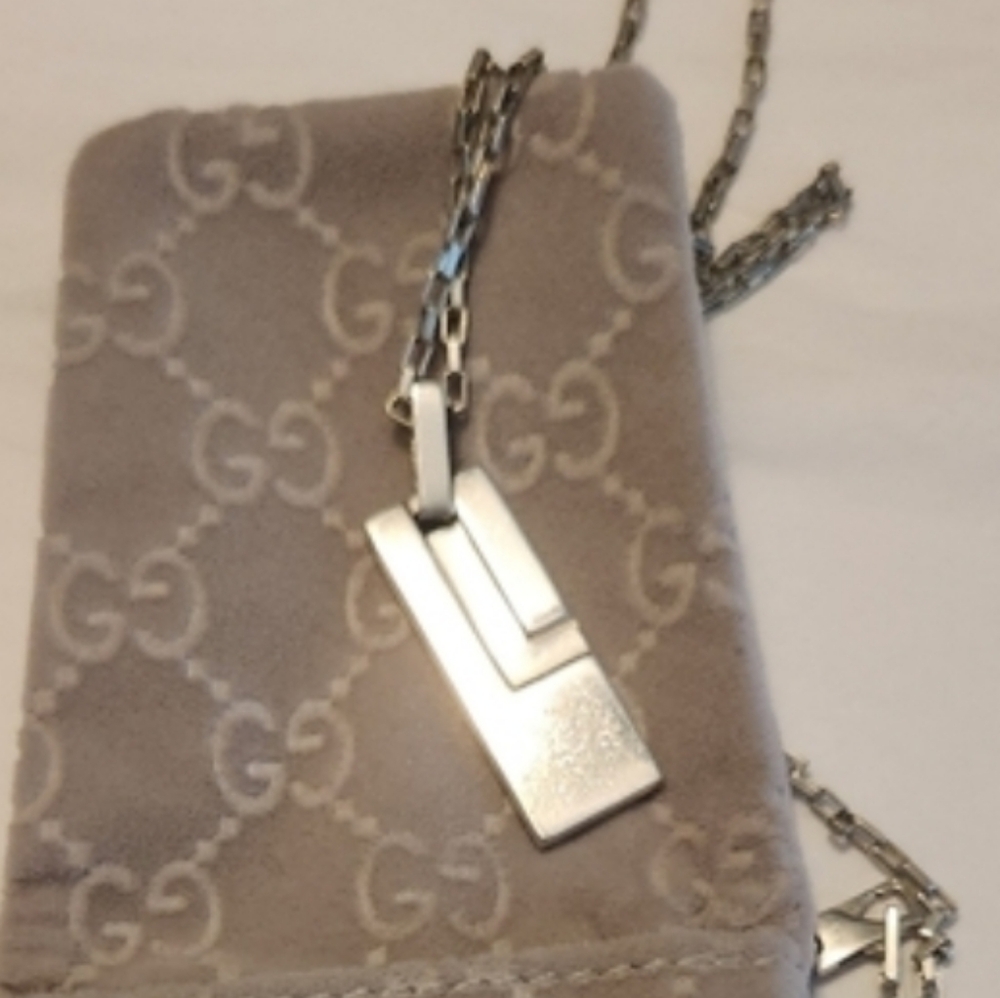 GUCCI G Bar Necklace 925 Sterling SILVER